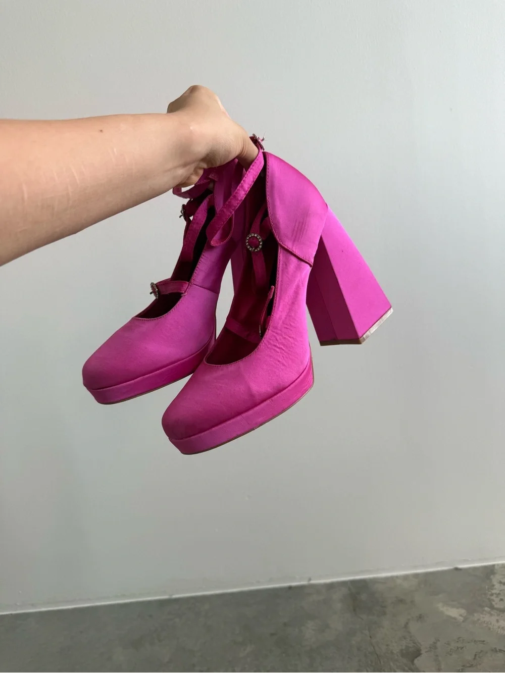 Nasty Gal Fuchsia Platform Mary Jane Heels